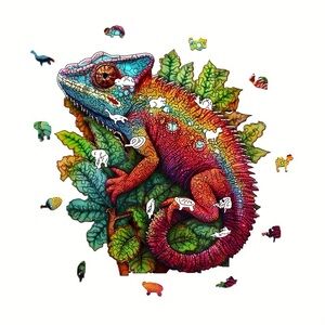 Colorful Chameleon Wooden Puzzle A5 SMALL